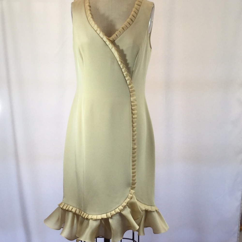 Silk party dress with silk satin organza trim
